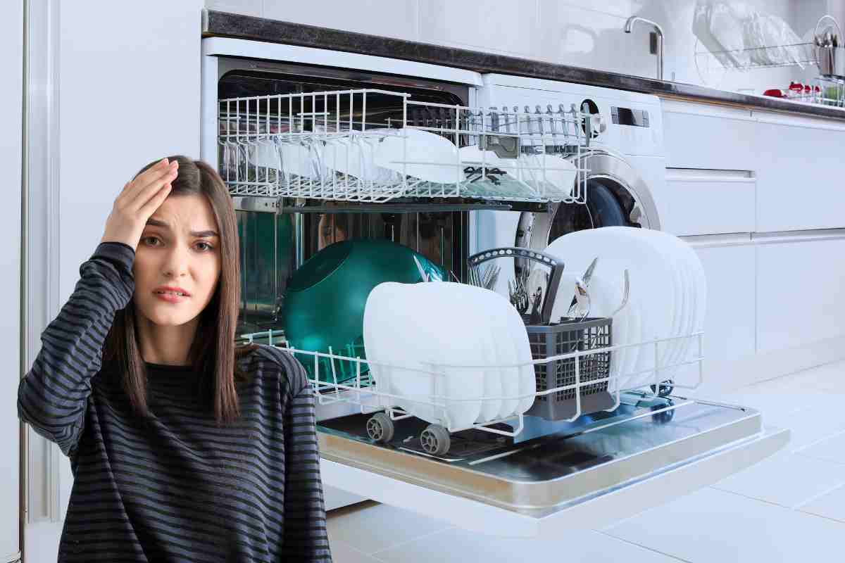 lavastoviglie donna preoccupata