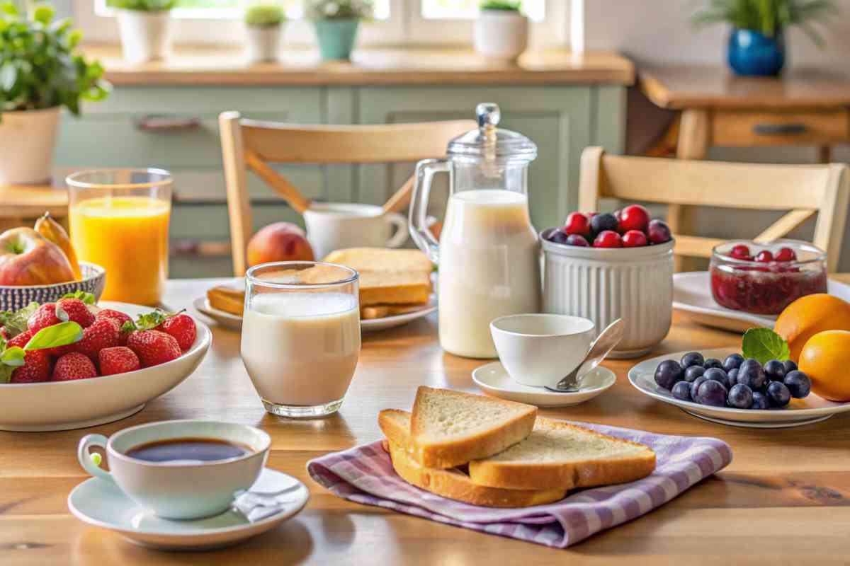 tavola con colazione abbondante