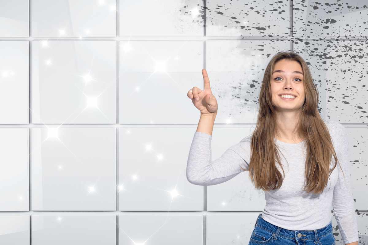 ragazza indica, piastrelle pulite, piastrelle sporche, stelline brillanti