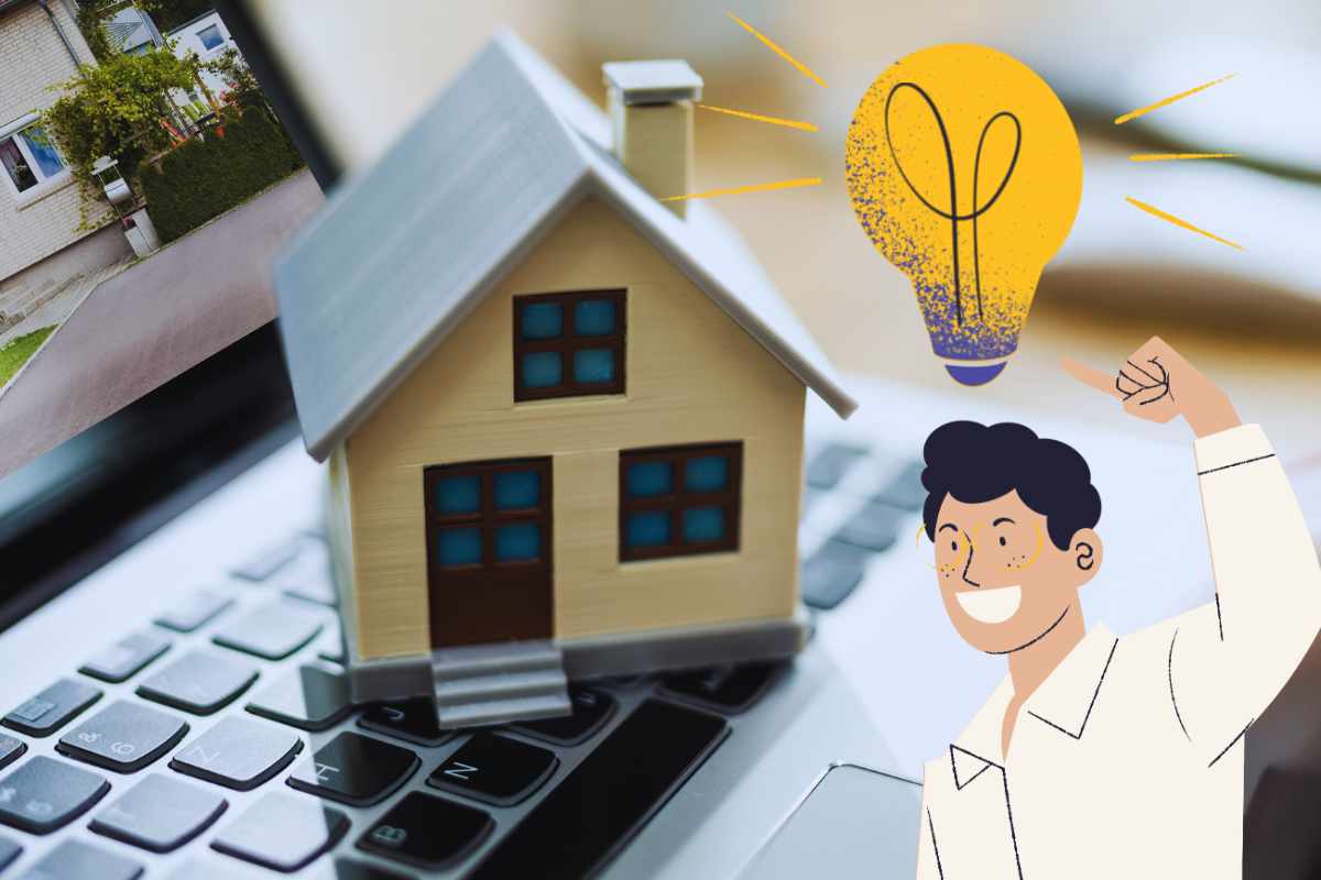 casetta, pc, persona idea